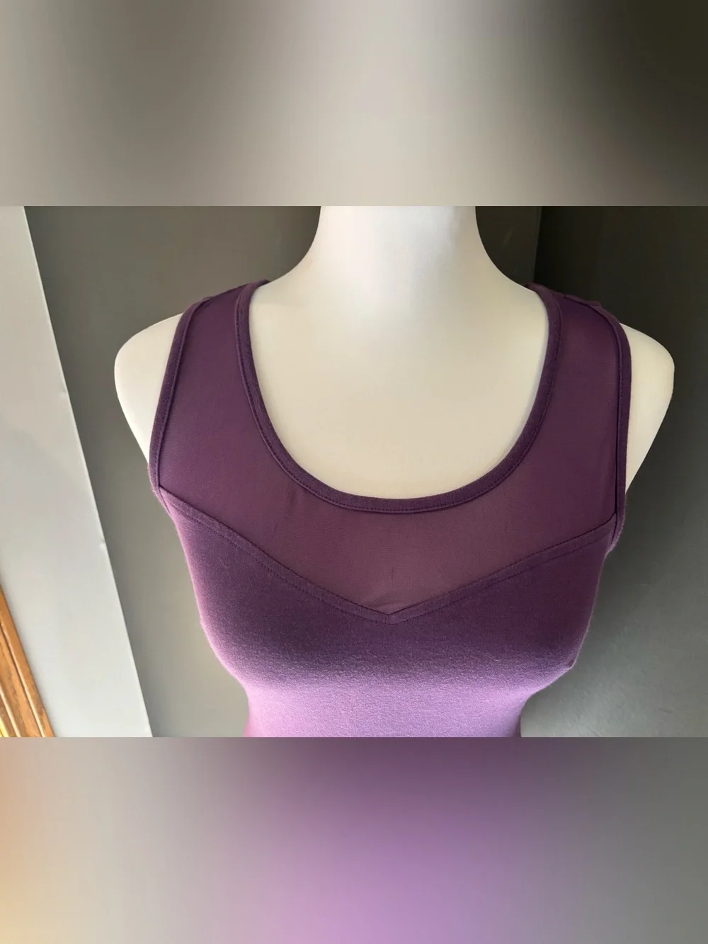 Guess Purple Bodycon Mini Dress Mesh Trim Zip Back Sleeveless Size Small